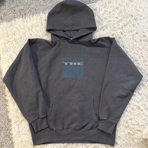 Hanes Charcoal Hoodie with University of Akron Graphic